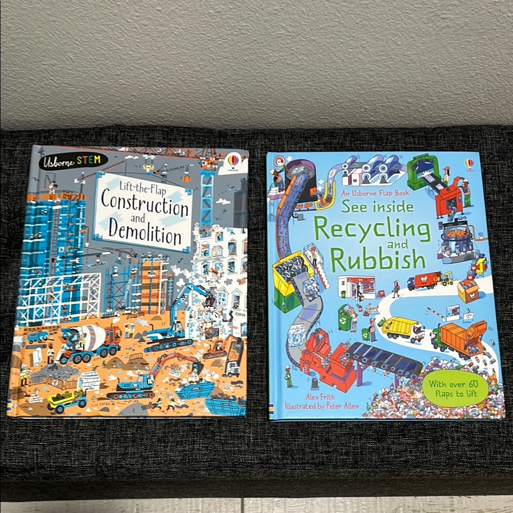Usborne STEM 2 books Construction and Demolition Book, Recycling and Rubbish